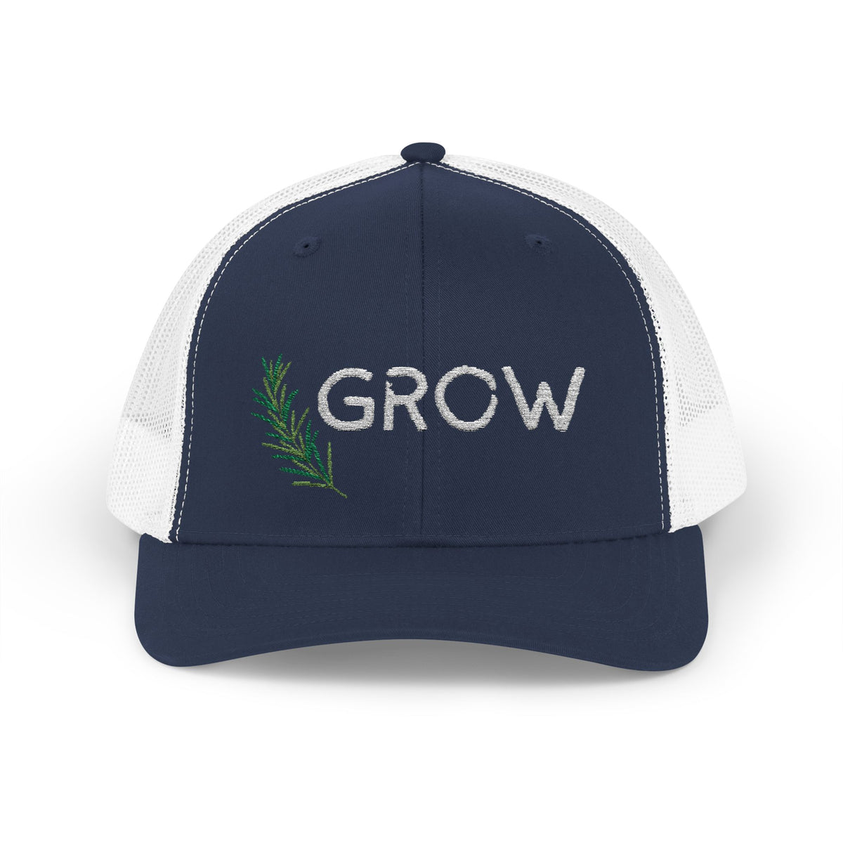 Grow Embroidered Trucker Hat, Adjustable Mesh Snapback for Gardeners & Plant Lovers
