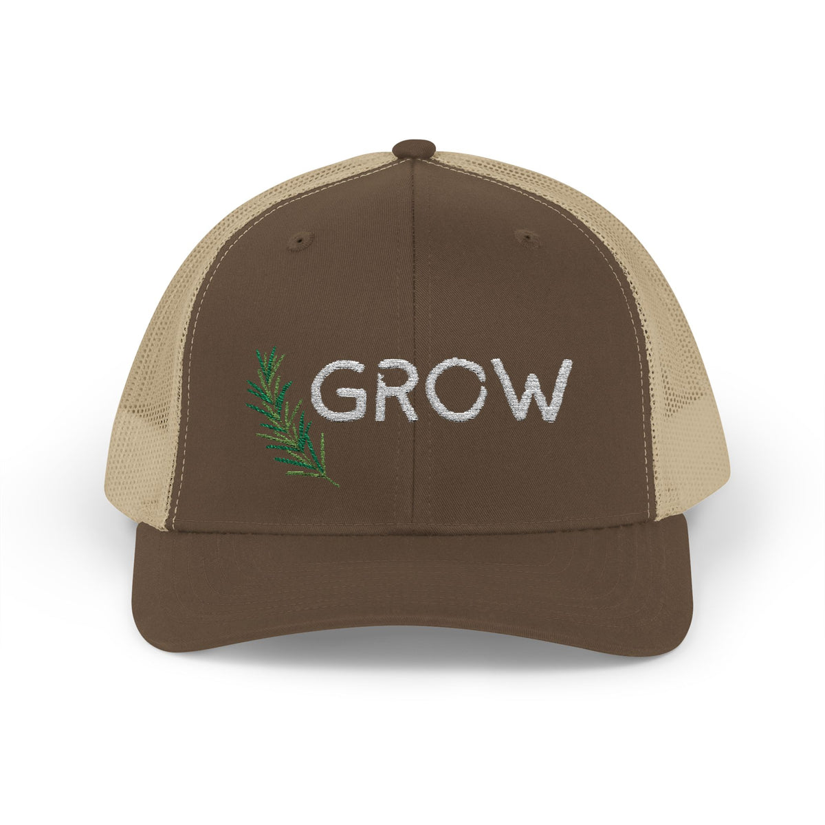 Grow Embroidered Trucker Hat, Adjustable Mesh Snapback for Gardeners & Plant Lovers